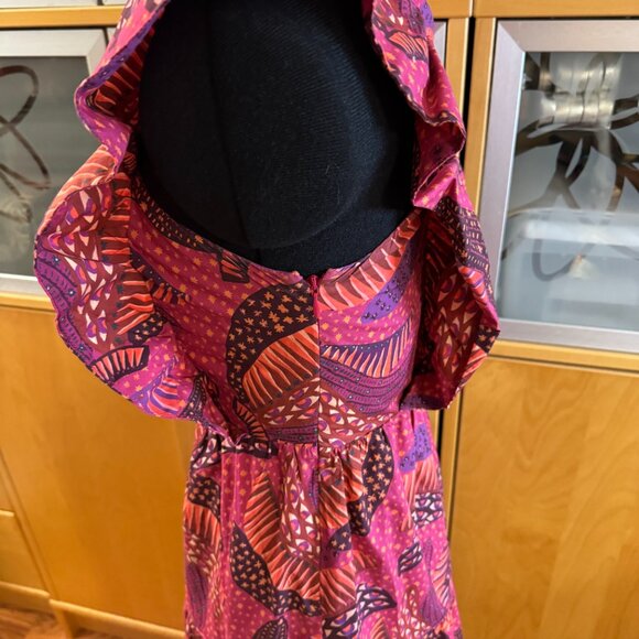 Farm Rio Tiered Pink Wild Bananas Midi Dress  Size XS - Picture 3 of 9